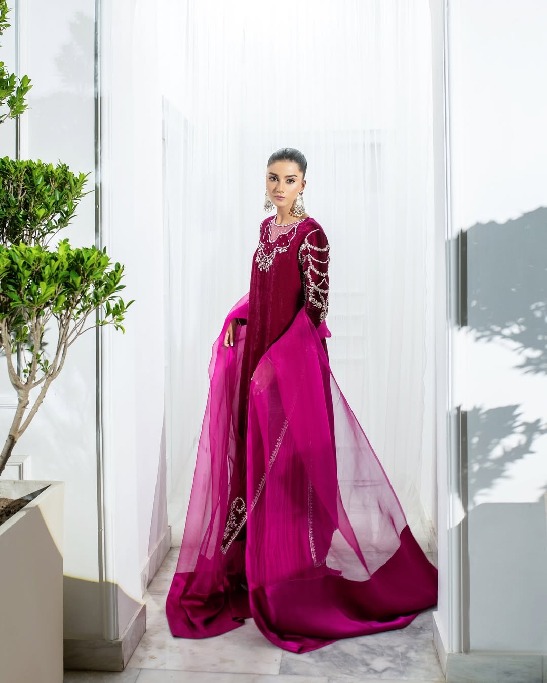 Velour Pink-Festive Alizay Saad