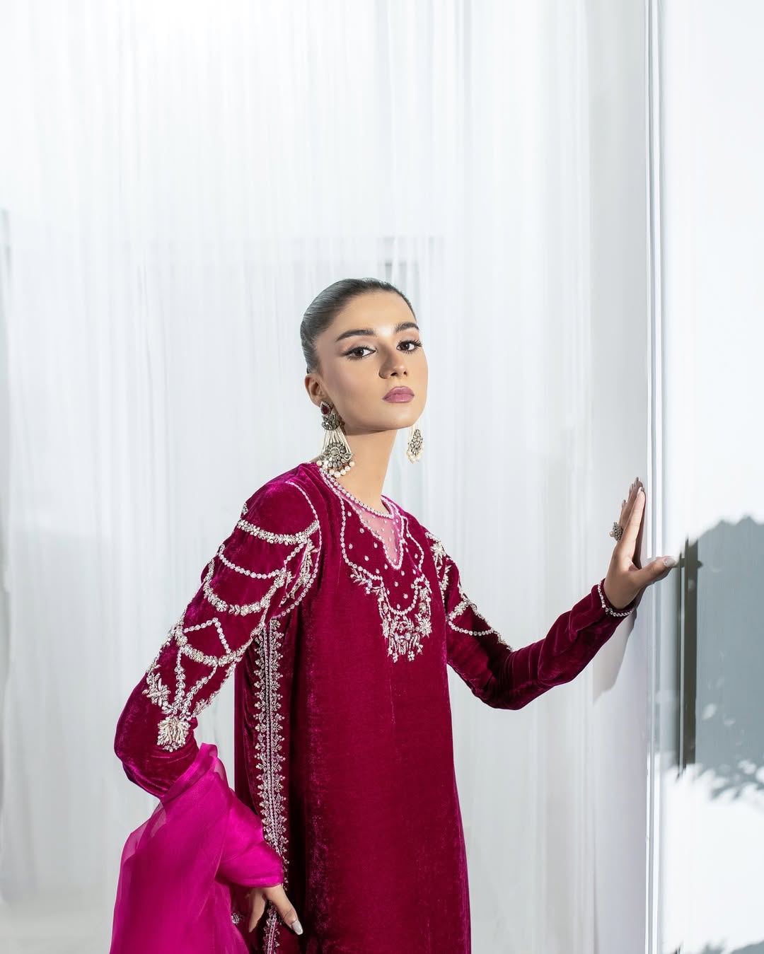 Velour Pink-Festive Alizay Saad