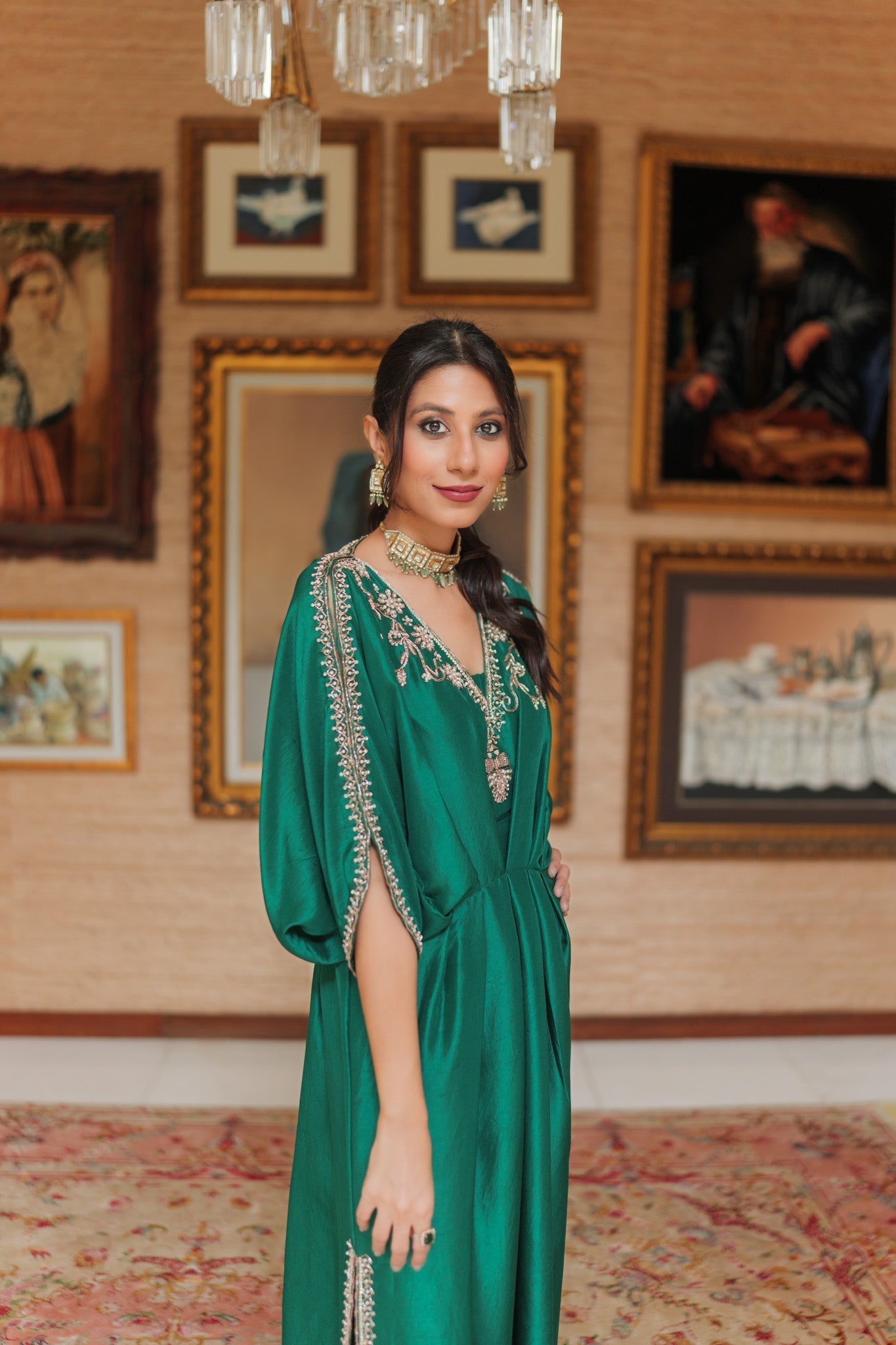 Jade Festive kaftan by Alizay Saad Alizay Saad