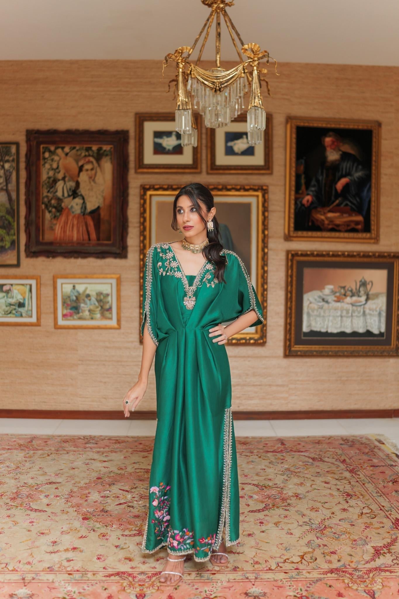 Jade Festive kaftan by Alizay Saad Alizay Saad
